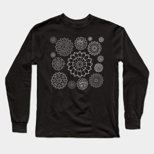 Elegant Flower Pattern Outline Long Sleeve T-Shirt